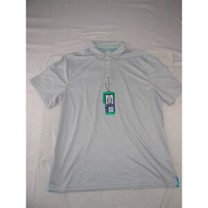 Havana Jim Mens XL Gray Palm Leaf Print Performance Polo Shirt Short Sleeve NEW